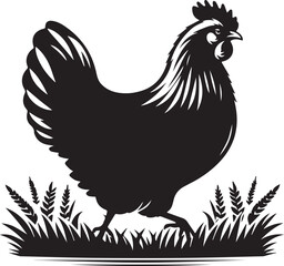 Hen Vactor -Rooster and Chicken -Hen Chicken Silhoutte Images