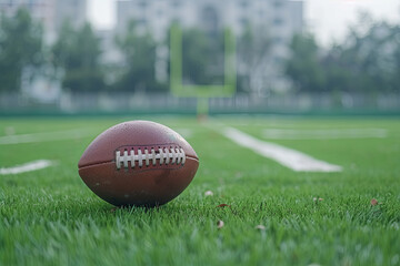 American football on football field background
