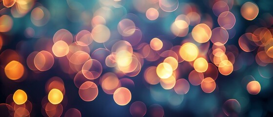 Abstract Warm Bokeh Lights on Cool Blue Background for Festive Occasions