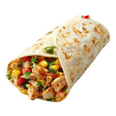 Photo of chicken burrito isolated on transparent background