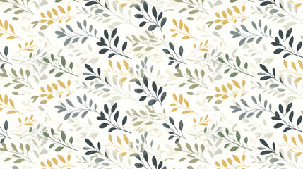 A seamless vector pattern with a variety of hand-drawn leaves in muted fall colors.