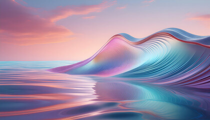 Abstract pastel twilight colors and serene water reflections on digital art concept.