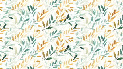 A seamless pattern with hand drawn leaves in a repeat.