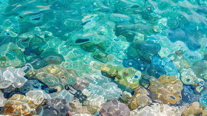 water surface with stone. water with ripples.