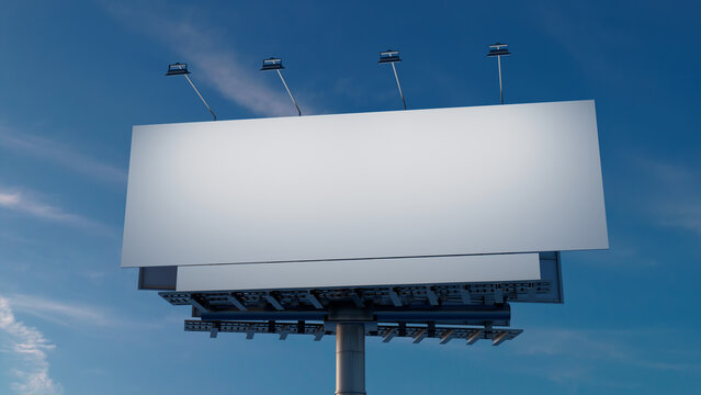 Marketing Billboard. Empty Exterior Sign against a Dusk Sky. Design Template.