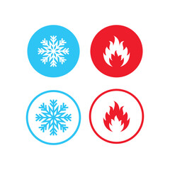 Fire and snowflake vector icon. Hot and cold. Ice and fire icons in circle for apps and websites. Vector illustration