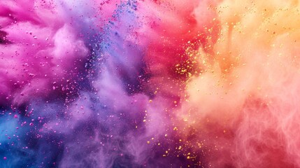 Obraz premium Explosion of color powder at a festival, vibrant and joyous, perfect for cultural festival promotions or color run event advertisements