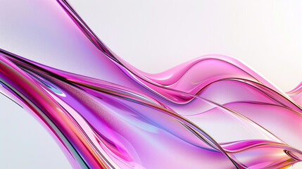  The gentle curves and undulating waves of a neon multicolor with a pink touch abstract glass background create a sense of movement and rhythm against a canvas of clean white