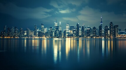 Obraz premium Dramatic image of city skyline with lights turning off for Earth Hour, impactful visual, ideal for environmental advocacy ads