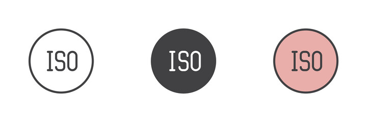 ISO sensitivity photo camera mode different style icon set