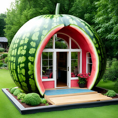 A big house made inside a watermelon
