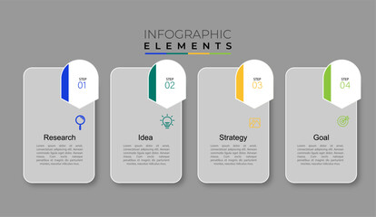 Modern abstract infographics with four steps or processes elements. business concept. illustration.	