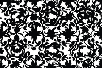 Black and white Abstract Floral Pattern. Floral texture. Elegant seamless pattern. Vintage style. Black and white flower pattern.