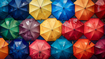 Background made of umbrellas in many different colors