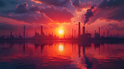 Naklejka premium Industrial Symmetry at Sunset