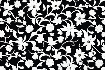 Black and white Abstract Floral Pattern. Floral texture. Elegant seamless pattern. Vintage style. Black and white flower pattern.