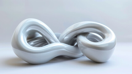 Fototapeta premium 3D intertwining figures on a white background, render, art, waves, abstract pattern, space for text, design, futuristic style, beauty, object, sculpture, pipes