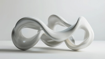 Fototapeta premium 3D intertwining figures on a white background, render, art, waves, abstract pattern, space for text, design, futuristic style, beauty, object, sculpture, pipes