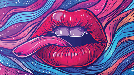 Sensuality lips with tongue out pattern background vector