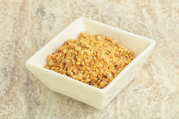 Crunched roasted peanut in the bowl