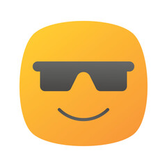 Glasses on emoji face showing concept icon of cool emoji, proud emoji