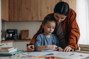 parent and child doing homework