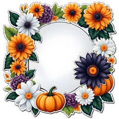 flowers labels decoration holloween day style art, sticker illustration. white background, clip art, hiper, beautifull , realistic, Sticker border, hyper detailed. 4k, ai, generative, 생성형, 할로윈데이, ハロウィ