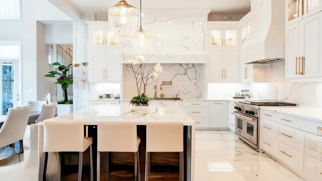 A beautiful modern light white kitchen