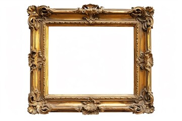 Golden frame isolated on a white background.