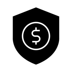 Financial security icon in glyph style. Financial protection icon in glyph style. Icons about banking and finance	in glyph style