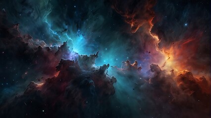 Fototapeta premium fire in space Celestial Nebula High-Demand Background Image 