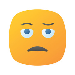 Bored face expression, icon of bored emoji, premium vector