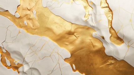 White and golden grunge decorative plaster wall abstract background. Generative AI