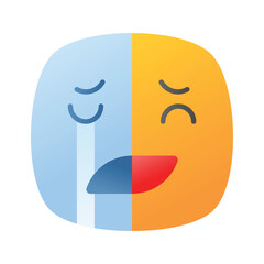 Happy sad feelings emoji icon, ready to use vector design