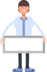 Businessman Character and Blank Signage
