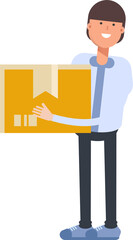 Businessman Character Holding Box
