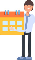 Businessman Character Holding Calendar
