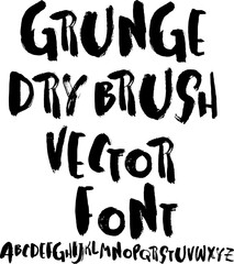 Hand Drawn Dry Brush Font. Modern Brush Lettering. Vector