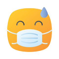 Ill emoji vector design, face mask on emoji face
