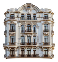 Fototapeta premium Ornate white classical architecture building, cut out - stock png.