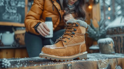 Waterproofing Winter Boots with Spray Generative AI