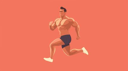 Fototapeta na wymiar Sport man with thin body wear red underwear doing exercise