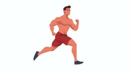 Fototapeta na wymiar Sport man with thin body wear red underwear doing exercise