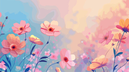 Beautiful blooming flowers on color background Vector