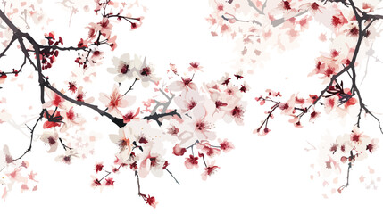 Beautiful blossoming branches on white background Vector
