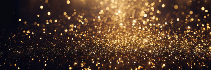 Fototapeta na wymiar Abstract luxury gold background with gold particle. glitter vintage lights background. Christmas Golden light shine particles bokeh on dark background. Gold foil texture