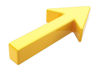 Yellow arrow with geometric shape, cut out - stock png.