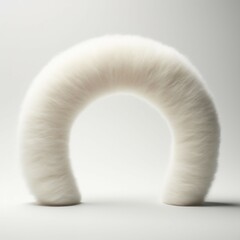 白いふわふわのぬいぐるみ風のアーチと床がある立体的な抽象正方形背景テンプレート