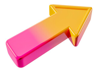 Gradient pink and yellow arrow, cut out - stock png.