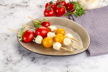 Italian caprese salad kebab stick